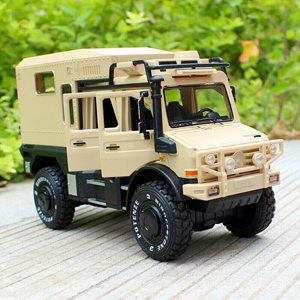 ماشین اسباب بازی بنز ارتشی نخودی طرح نفربر جنگی مدل یونیماگ Unimog 1:24 Car Model_اسباب بازی